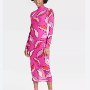 NWOT Target X Sammy B Black History Month Long Sleeve Mesh Dress Hot Pink XS